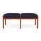 Lesro Lenox Wood 2 Seat Bench Wood Frame, Cherry, OH Navy Upholstery LW2001 - alternate 1